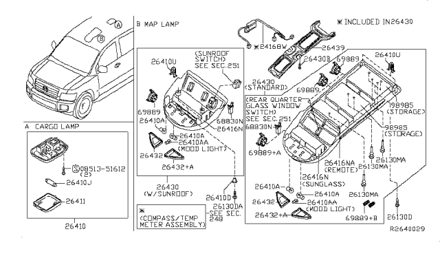 2014 Nissan Armada Map Lamp Assy Diagram for 26430-9GE1A