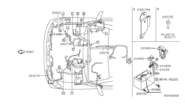 2008 Nissan Armada Harness Assy-Engine Room Diagram for 24012-ZQ20D