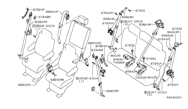 2013 Nissan Armada Rear Seat Belt Diagram