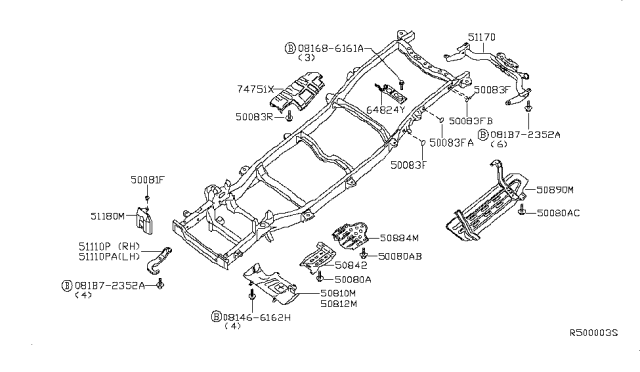 2008 Nissan Armada Member Assy-Hitch Diagram for 51170-7S000