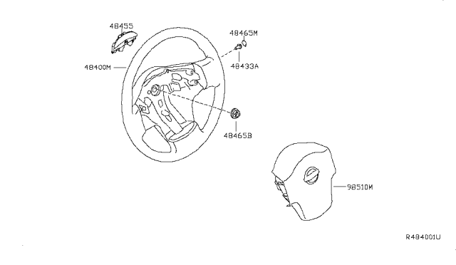 2013 Nissan Armada Steering Wheel Assembly W/O Pad Diagram for 48430-9GE3A