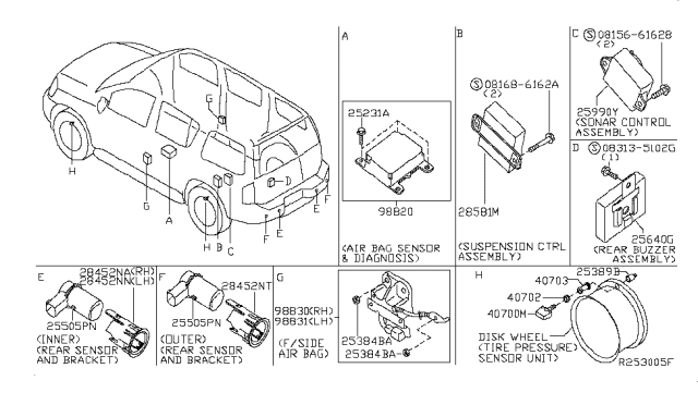 2010 Nissan Armada Bracket-Electric Unit Diagram for 28453-ZQ00E