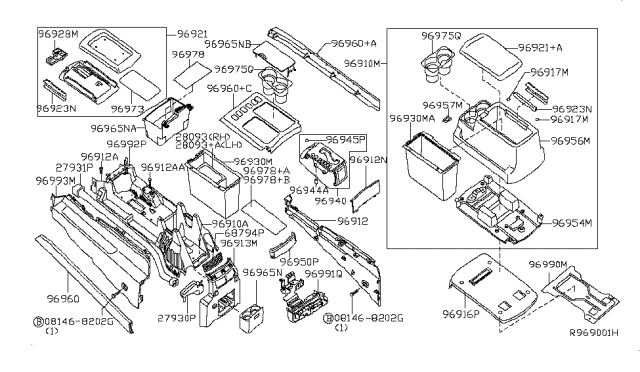 2004 Nissan Armada Console Box-Center Diagram for 96950-7S000