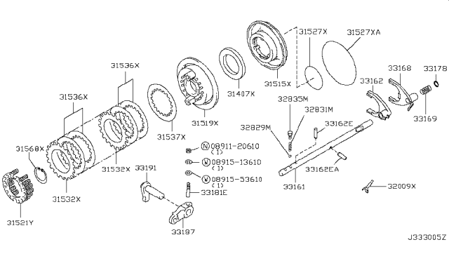 2014 Nissan Armada Transfer Shift Lever,Fork & Control Diagram 1