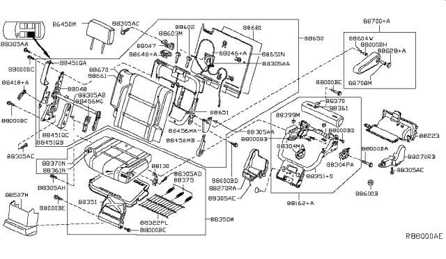 2013 Nissan Armada Cushion Assy-Rear Seat,LH Diagram for 88350-9GE3C