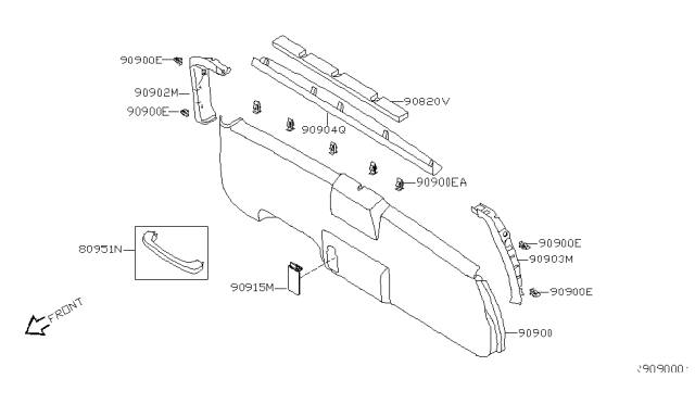 2008 Nissan Armada Back Door Grip Diagram for 73940-ZQ10D