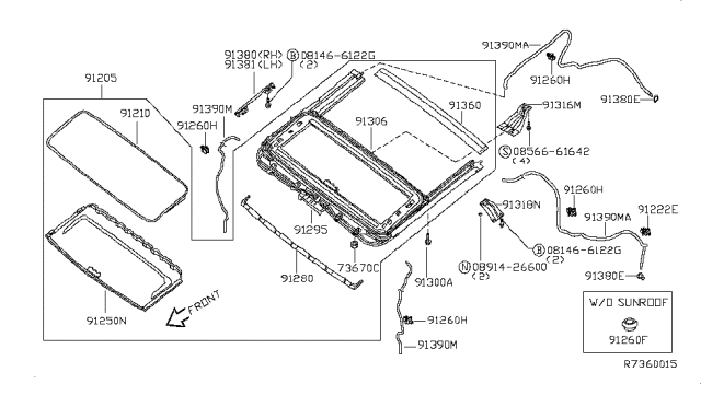 2004 Nissan Armada Sun Roof Parts Diagram 2