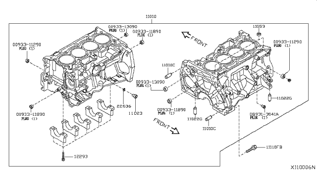 2019 Nissan Versa Note Cylinder Block & Oil Pan Diagram 2
