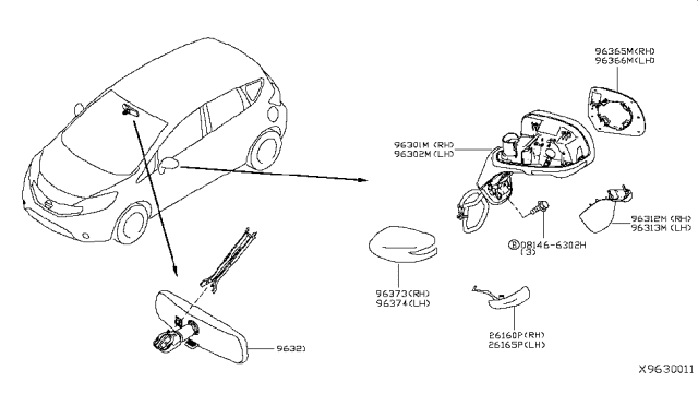 2016 Nissan Versa Note Rear View Mirror Diagram 1