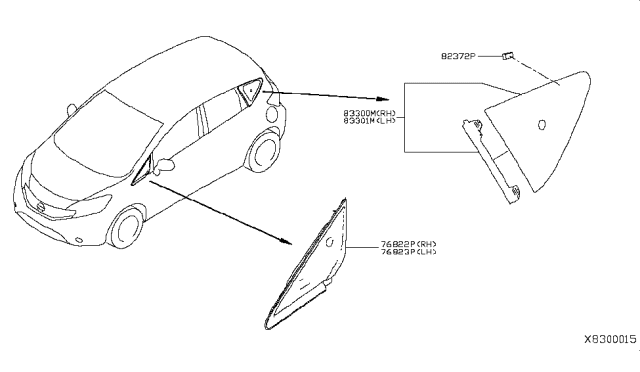 2019 Nissan Versa Note Side Window Diagram