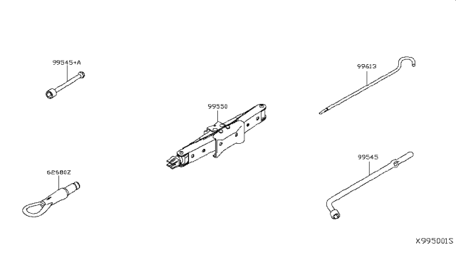 2018 Nissan Versa Note Wrench-Wheel Nut Diagram for 99545-3WC0A