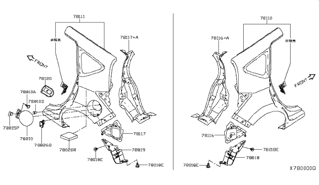 2015 Nissan Versa Note Fender Rear RH Diagram for GHA00-9MBEB