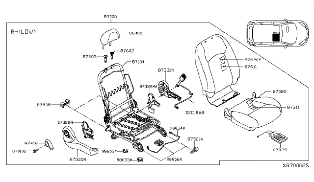 2017 Nissan Versa Note Front Seat Diagram 1