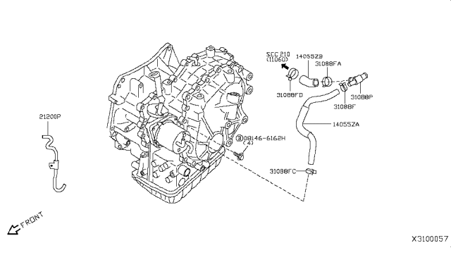 2016 Nissan Versa Note Auto Transmission,Transaxle & Fitting Diagram 2