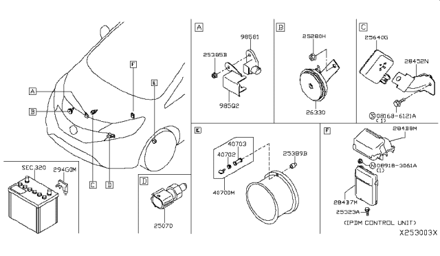 2014 Nissan Versa Note Control Unit-IPDM Engine Room Diagram for 284B7-1HR3A