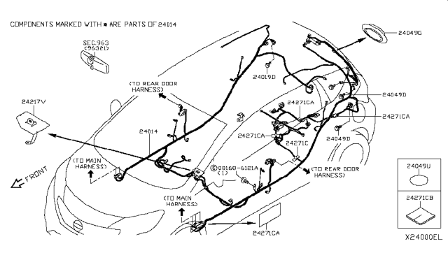 2017 Nissan Versa Note Harness Assembly-Body Diagram for 24014-9MG0B