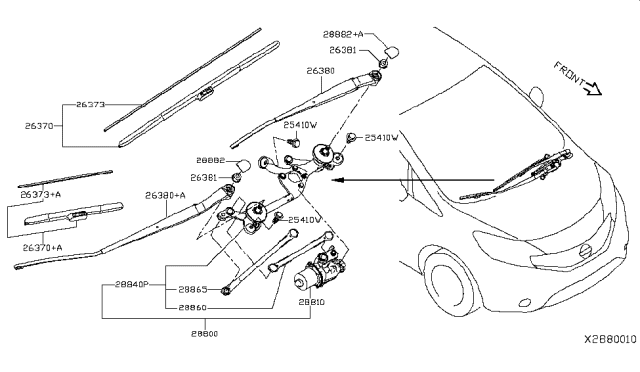 2014 Nissan Versa Note Windshield Wiper Diagram 2