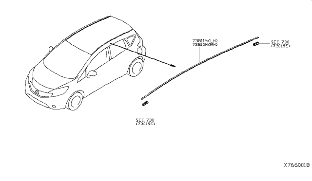 2018 Nissan Versa Note Moulding-Roof Drip,RH Diagram for 73852-3WC0A