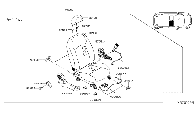 2016 Nissan Versa Note Front Seat Diagram 7