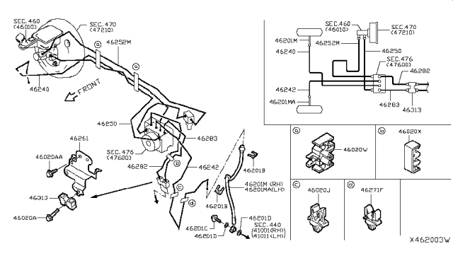 2017 Nissan Versa Note Brake Piping & Control Diagram 1