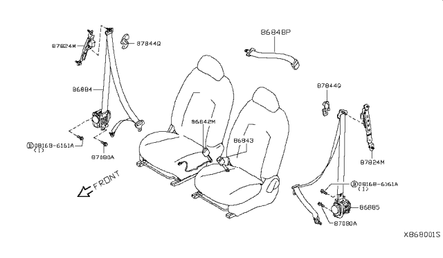 2017 Nissan Versa Note Front Seat Belt Diagram 1