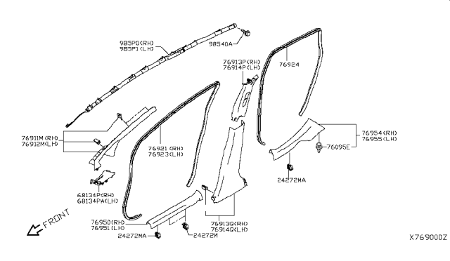 2014 Nissan Versa Note Body Side Trimming Diagram 2