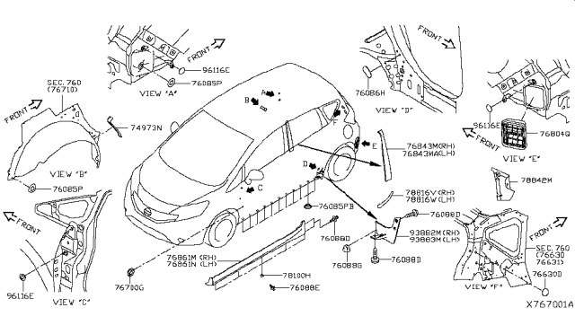 2016 Nissan Versa Note Body Side Fitting Diagram 1