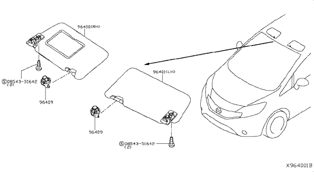 2019 Nissan Versa Note Sunvisor Diagram