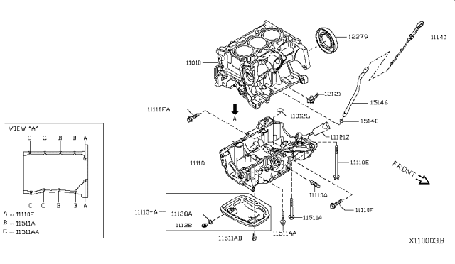 2015 Nissan Versa Note Cylinder Block & Oil Pan Diagram 1