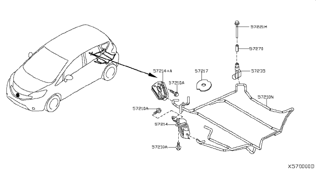 2016 Nissan Versa Note Hook Assy-Spare Wheel Diagram for E7230-3WCMA