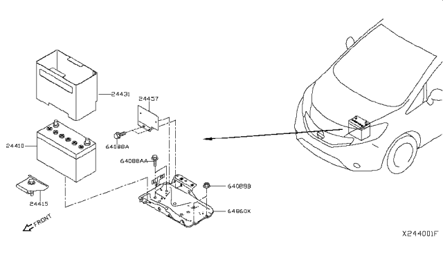 2015 Nissan Versa Note Battery & Battery Mounting Diagram 2