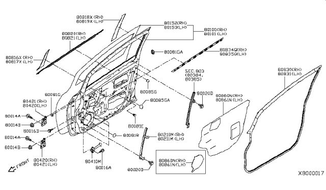 2015 Nissan Versa Note Front Door Panel & Fitting Diagram 2