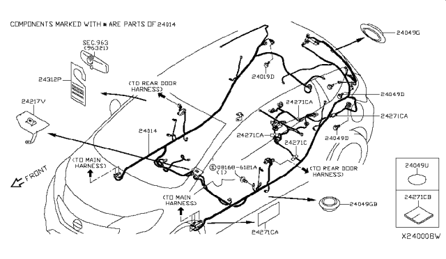 2014 Nissan Versa Note Harness-Body Diagram for 24014-3WC0E