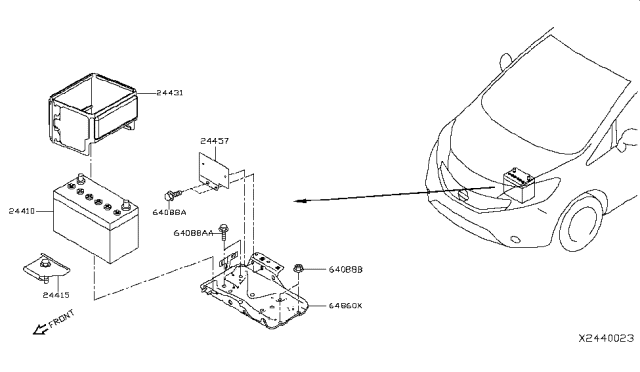 2018 Nissan Versa Note Battery & Battery Mounting Diagram 2