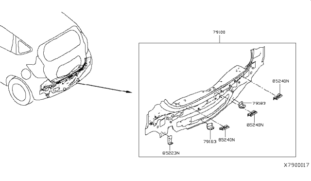 2017 Nissan Versa Note Rear,Back Panel & Fitting Diagram