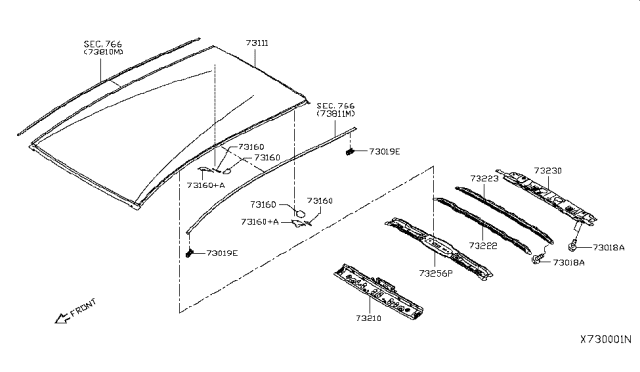 2016 Nissan Versa Note Bow-Roof Diagram for G3262-3WCAA