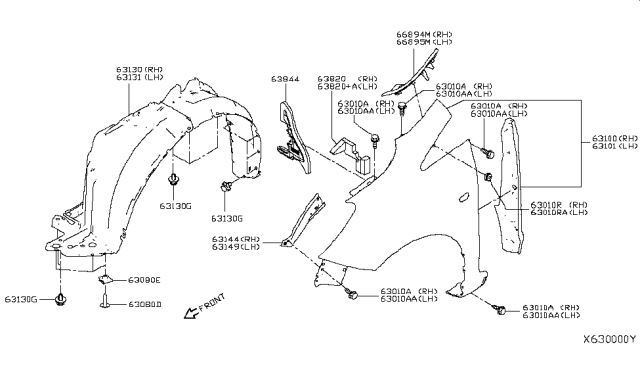 2014 Nissan Versa Note Front Fender & Fitting Diagram 1