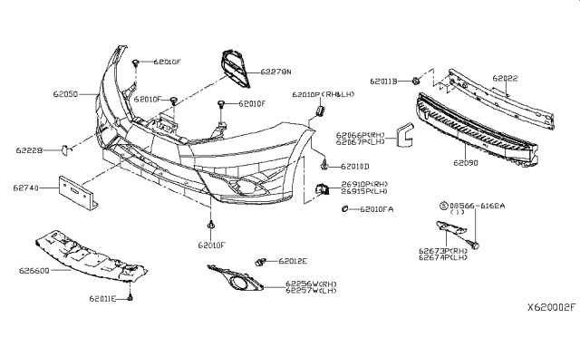 Reinforce - Front Bumper Center, Inner Diagram for F2030-9ME0H