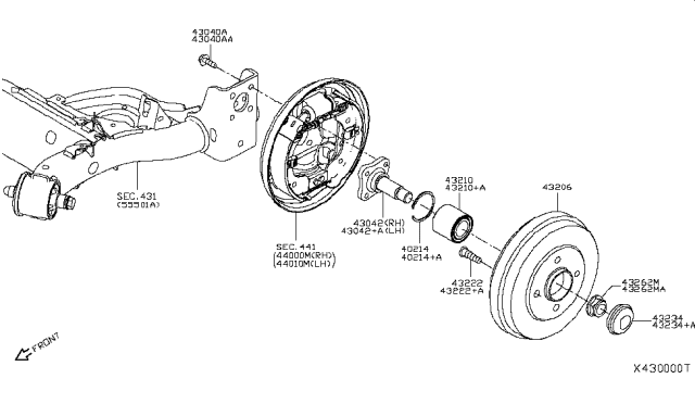 2014 Nissan Versa Note Nut Lock-Rear Wheel Bearing Diagram for 43262-1HA0B