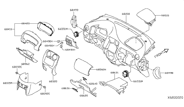 2016 Nissan Versa Note Air Bag Assist Module Assembly Diagram for 98515-9MB8A