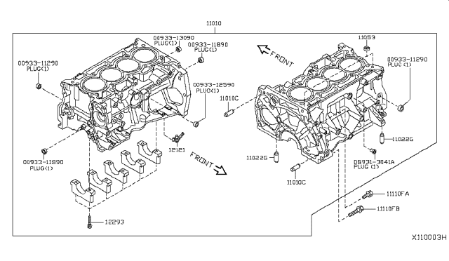 2015 Nissan Versa Note Cylinder Block & Oil Pan Diagram 4