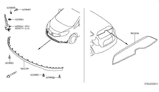 2016 Nissan Versa Note Air Spoiler Diagram 1