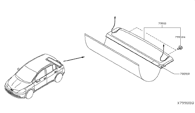 2016 Nissan Versa Note Rear & Back Panel Trimming Diagram 1