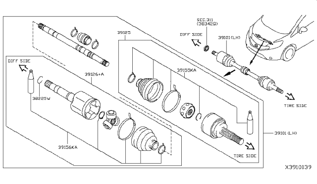 2017 Nissan Versa Note Front Drive Shaft (FF) Diagram 5