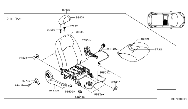 2016 Nissan Versa Note Front Seat Diagram 9