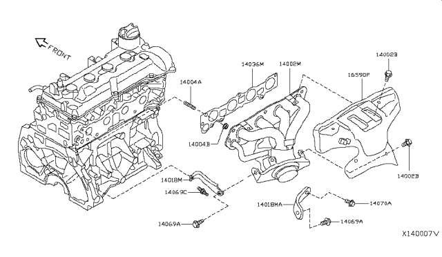 2019 Nissan Versa Note Manifold Assembly-Exhaust With Catalyst Diagram for 140E2-9MF0B