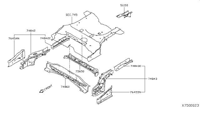 2018 Nissan Versa Note Member Assembly-Rear Cross Center Diagram for G5650-9LKMA