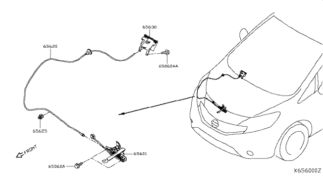 2014 Nissan Versa Note Hood Lock Control Diagram 1