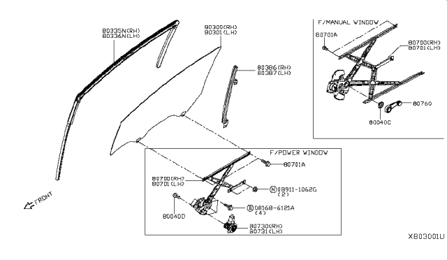 2018 Nissan Versa Note Front Door Window & Regulator Diagram 2