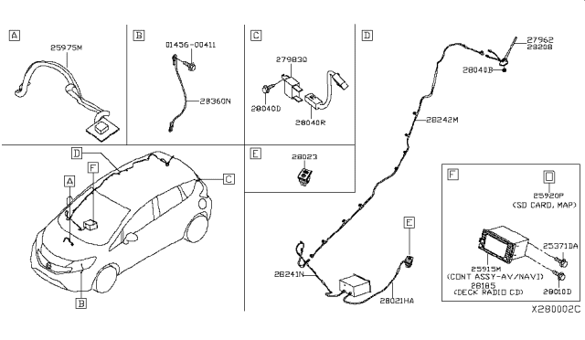 2015 Nissan Versa Note Control ASY-Navigation Diagram for 25915-3SG0B